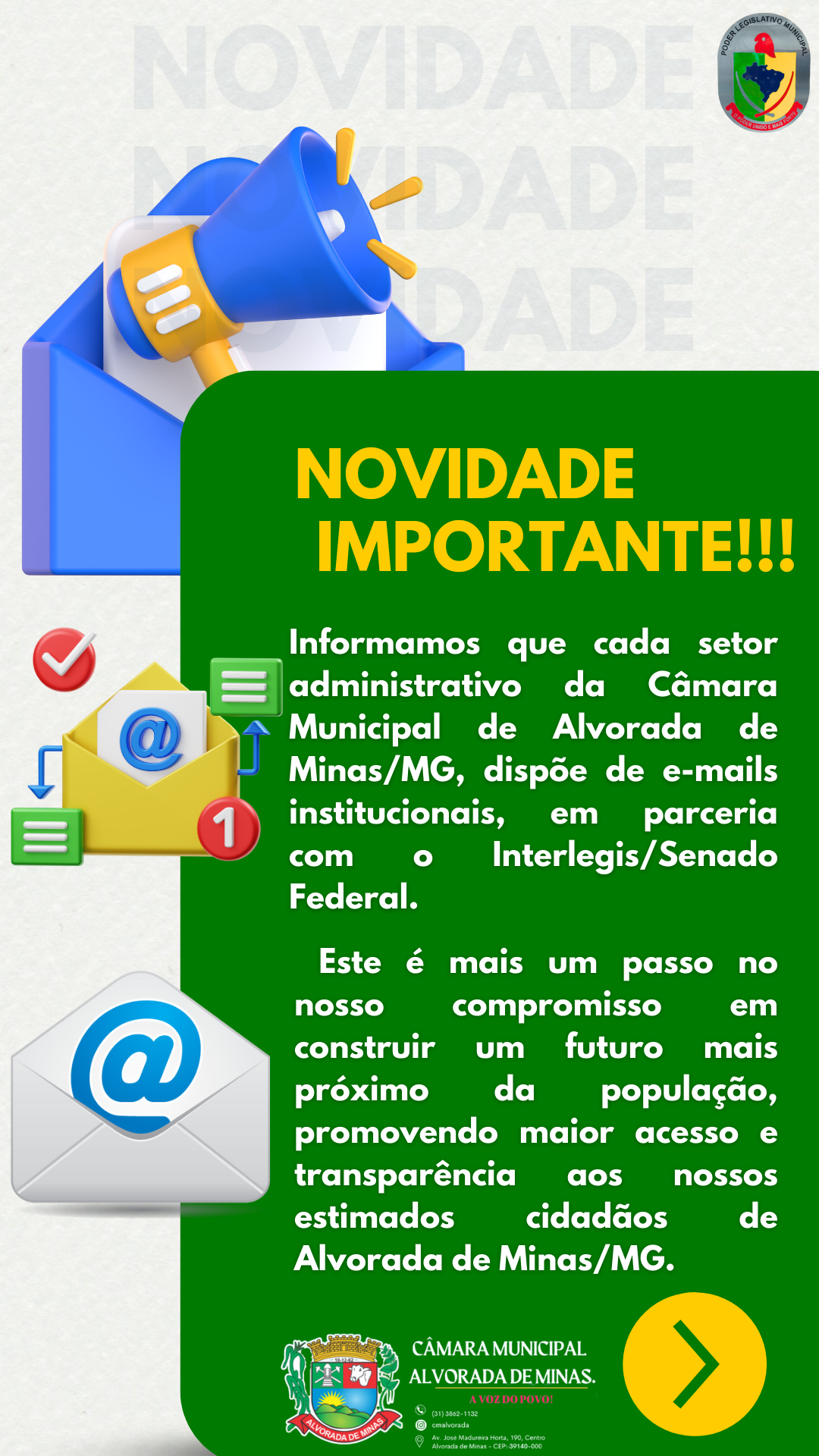 NOVOS E-MAILS INSTITUCIONAIS